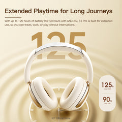 iKF T3 Pro Adaptive ANC Bluetooth Headphones, 52dB Noise Cancelling, 40mm Silk Composite Drivers, 5-Mic ENC, NFC Fast Pairing, Hi-Res Certified, 125H Playtime, Bluetooth 5.4, 35ms Low-Latency Gaming Mode - Starlight White, Silver Moon, Wild Green