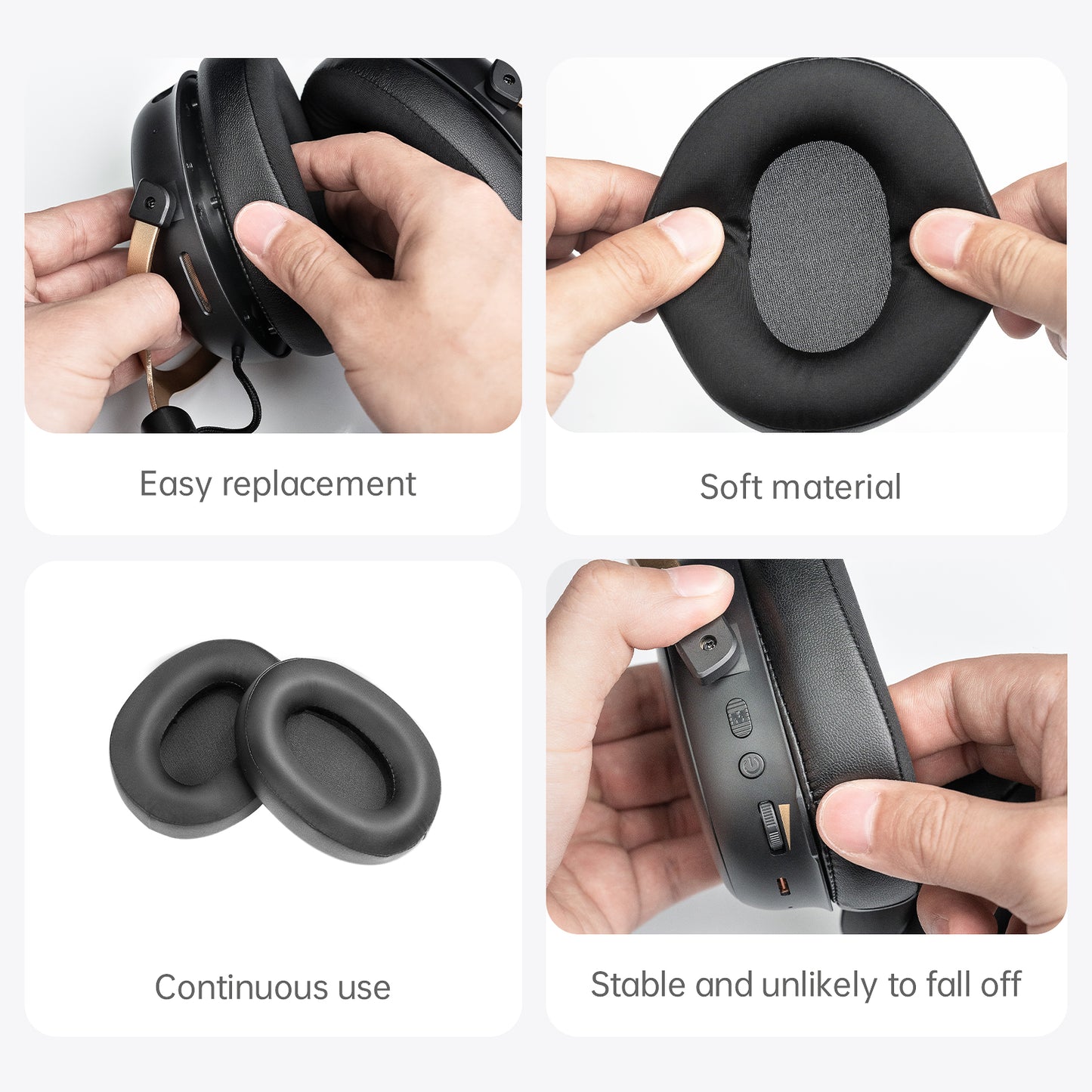 Original Earmuffs For iKF V11 Max Headphones Easy Replacement Earpads Soft Leather White and Black