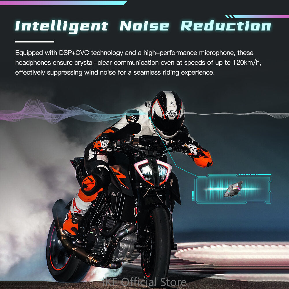 iKF-XY1 XY2 Motorcycle Helmet Intercom Bluetooth 5.3 Headset  Microphone Noise Reduction  For 2 Rider Intercomunicador Waterproof Wireless Moto Outdoor Riding Intercom Support Voice Control