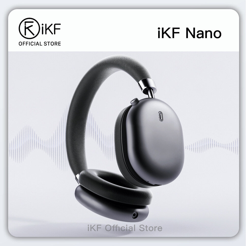 iKF Nano Ai Active Noise Reduction Headphones, Transparency Mode, 140 Hours Playback Time, Wireless/Wired Mode, Bluetooth Headset with Microphone,  App Custom Settings iOS/Android