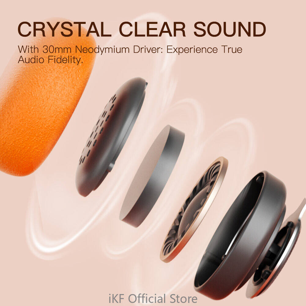 iKF Y3 Wired Stereo Headphones, Retro Style, Adjustable Headband, 3.5mm Jack, Replaceable Orange Ear Pads lightweight Suitable for Walkman, Computer 80S 90S