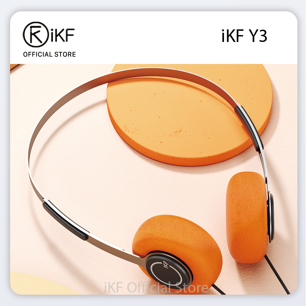 iKF Y3 Wired Stereo Headphones, Retro Style, Adjustable Headband, 3.5mm Jack, Replaceable Orange Ear Pads lightweight Suitable for Walkman, Computer 80S 90S
