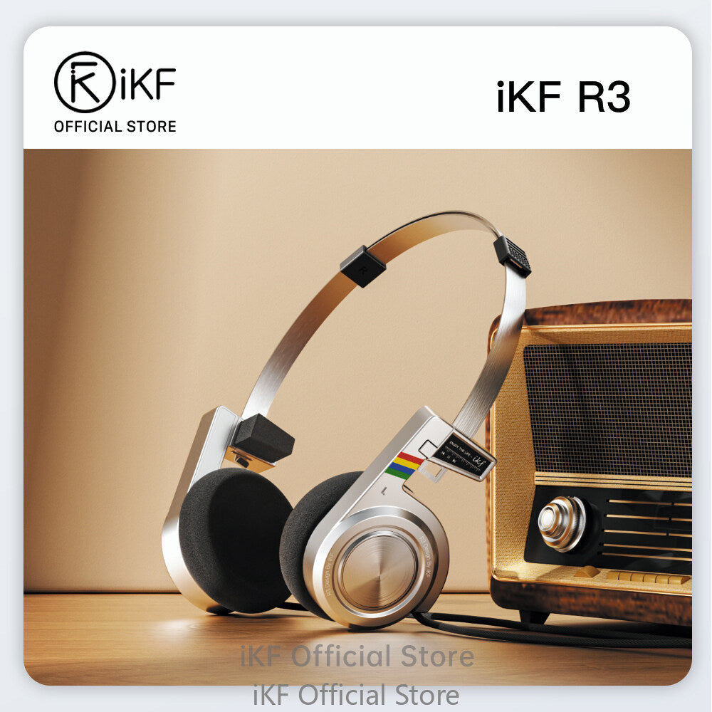 iKF R3 Retro On Ear Headphone Deep Bass Headset with Multipoint Mode,Lightweight and Foldable,Up to 60H Playtime,Bluetooth,Double-Device Connection,For Laptop/PC/Phone