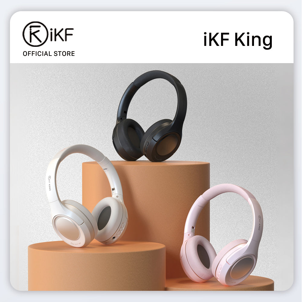 【Free gift】iKF King (S)- Active Noise Cancelling Bluetooth Wireless  Headphone Power Bass Stereo Sound with Microphone Wired Headset Gaming Mode  80