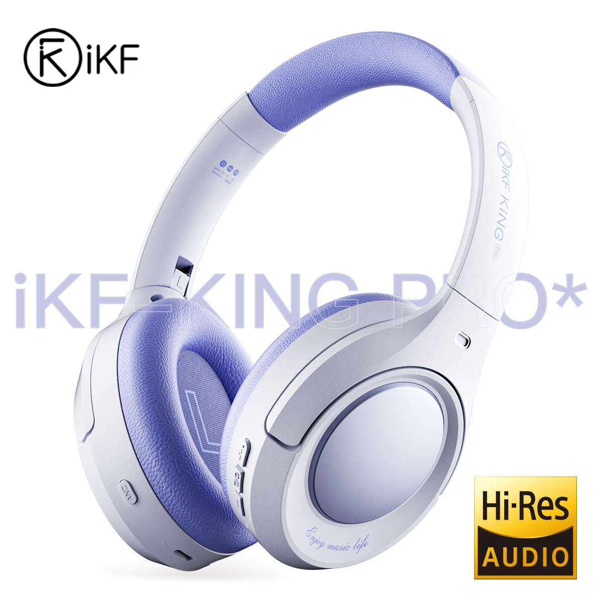 iKF King Pro Active Noise Cancelling Wireless Bluetooth Headphones Power Bass Wired Headset ,125H Playback,for iOS/Android