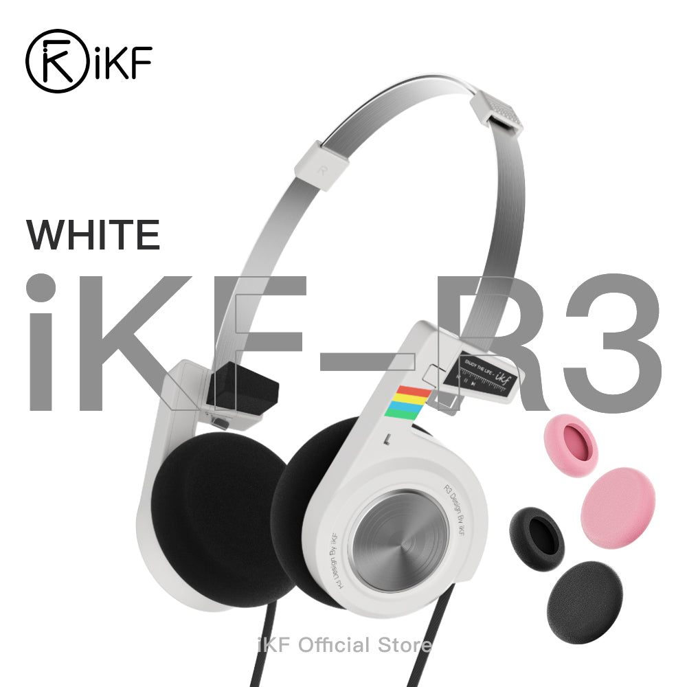 iKF R3 Retro On Ear Headphone Deep Bass Headset with Multipoint Mode,Lightweight and Foldable,Up to 60H Playtime,Bluetooth,Double-Device Connection,For Laptop/PC/Phone