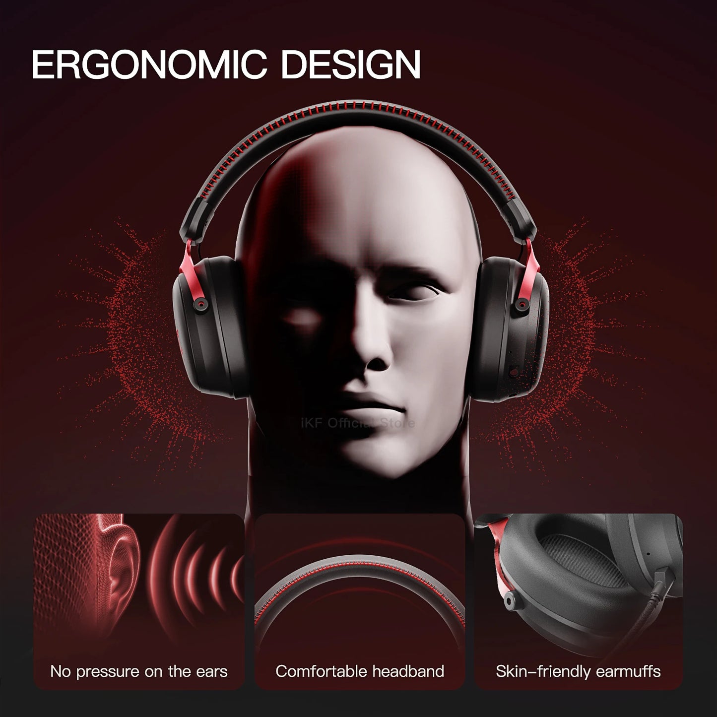 iKF V11 Pro Wireless 2.4G Bluetooth Headphones Gaming Wired Headset 125H Playtime 3.5mm for iOS/Android PC