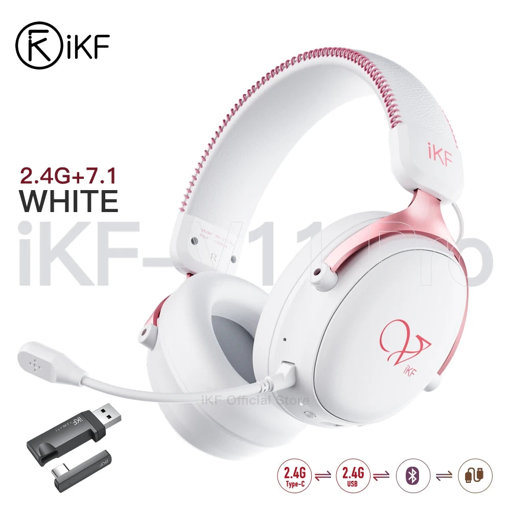 iKF V11 Pro Wireless 2.4G Bluetooth Headphones Gaming Wired Headset 125H Playtime 3.5mm for iOS/Android PC