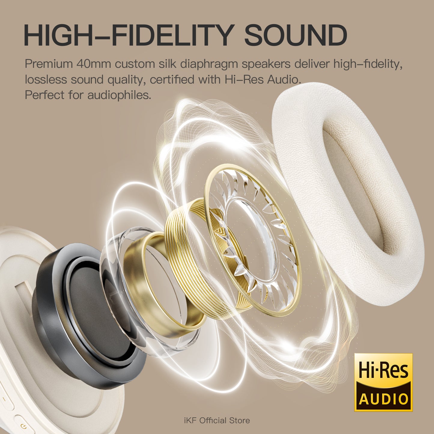 iKF Solo Pro Wireless Bluetooth Headphones with Advanced Adaptive ANC, Spatial Audio, HiFi Sound Quality, Long Battery Life, Transparent Mode, and Customizable Settings via App