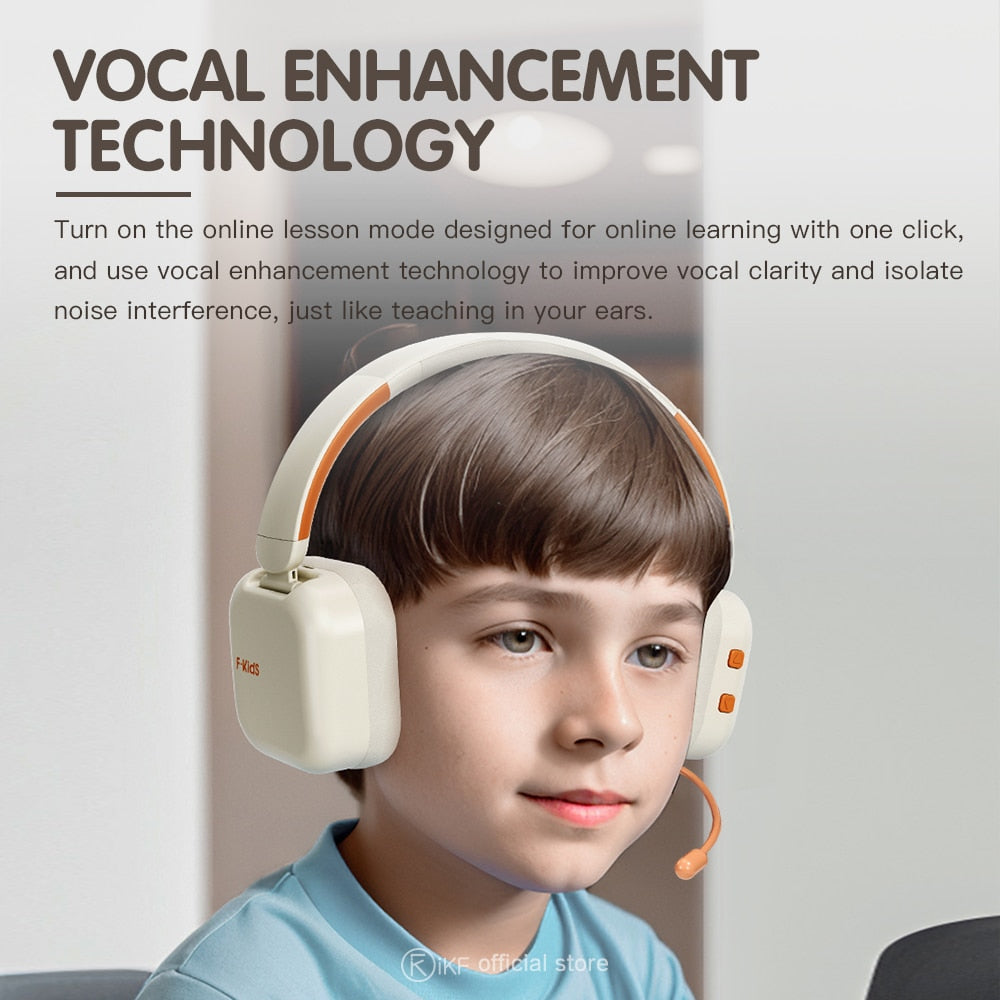 iKF Fkids Pro Wireless Bluetooth Over Ear Headphone 60Hours Battery Life Foldable Children Learning Headphone HIFI Music Headset
