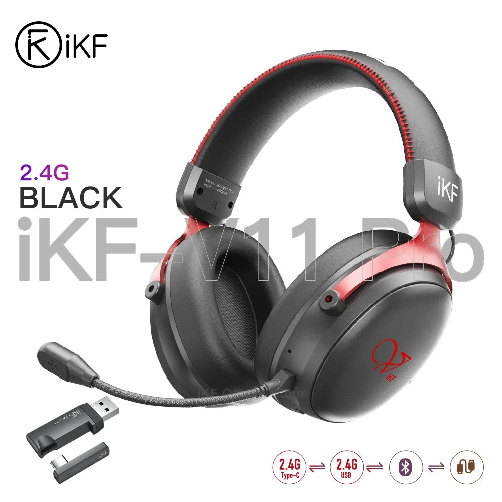 iKF V11 Pro Wireless 2.4G Bluetooth Headphones Gaming Wired Headset 125H Playtime 3.5mm for iOS/Android PC