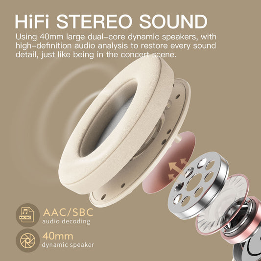 iKF T1 Kabelloser Bluetooth-Kopfhörer (Over-Ear) mit 3,5-mm-AUX-Eingang, kabelgebundenem Headset, tiefem Bass, Stereoklang, 50 Stunden Wiedergabezeit, integriertem Mikrofon, kompatibel mit iOS und Android