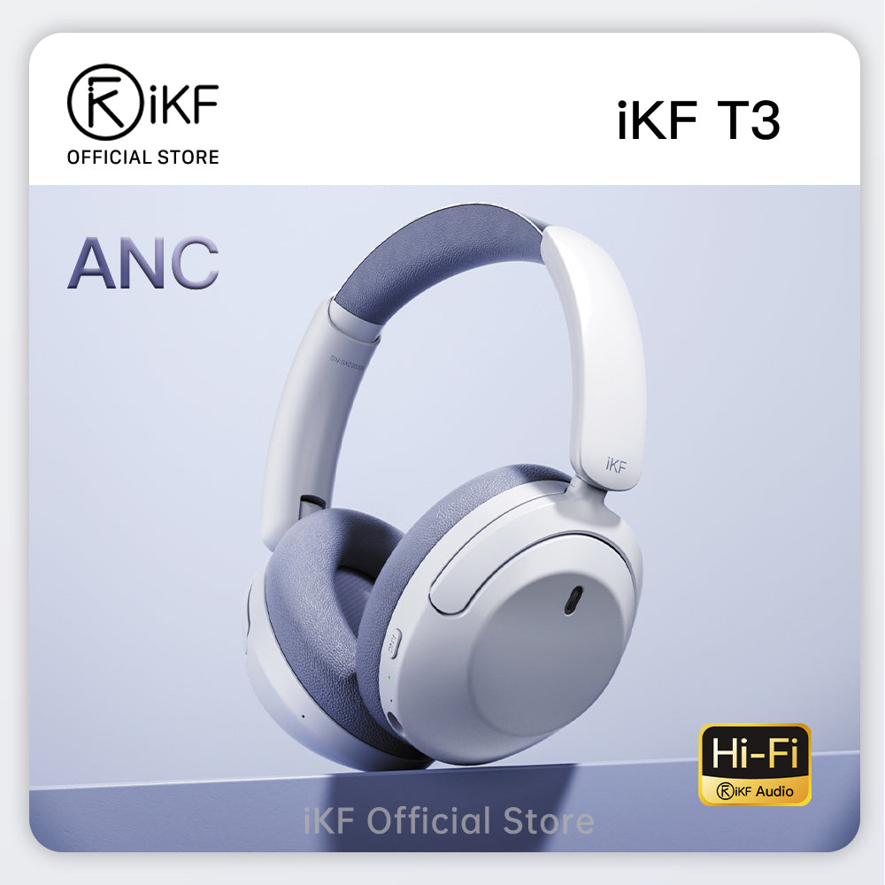 iKF T3 Wireless Over Ear Active Noise Cancellation Headphone with Mic,
