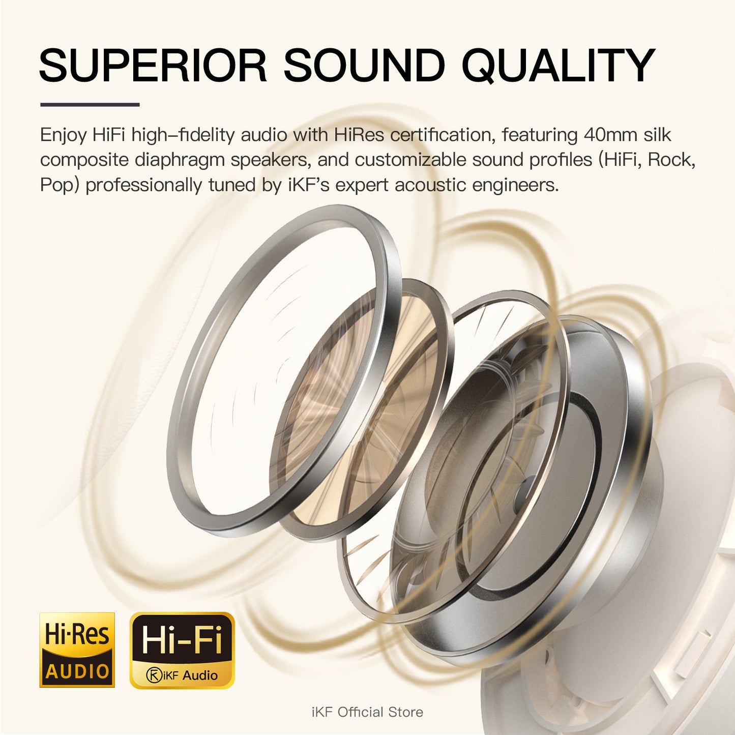 iKF T3 Wireless Over Ear Active Noise Cancellation Bluetooth Headphones Built in Mic 125H Playback for iOS Andriod Workout
