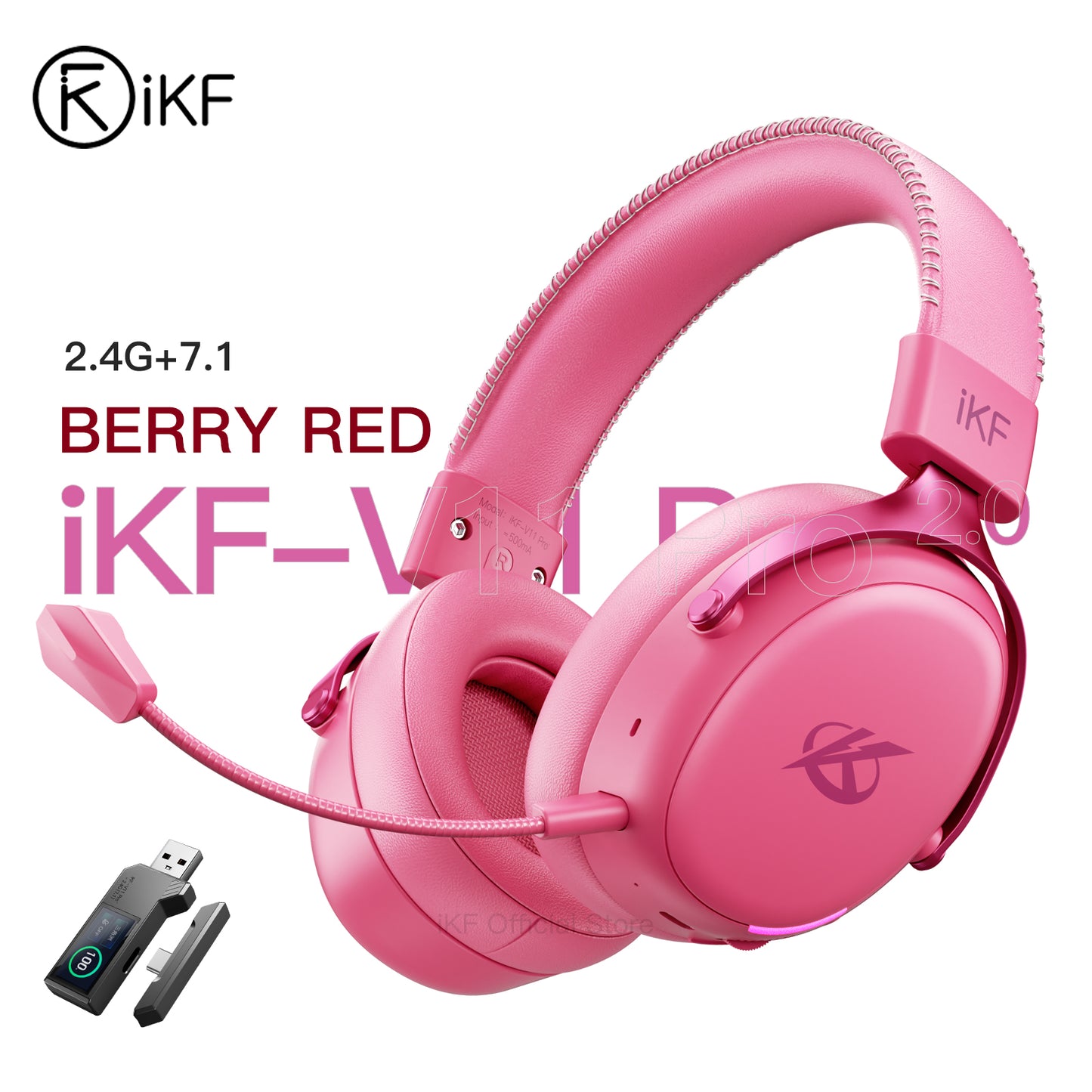 iKF V11 Pro 2.0 Wireless 2.4G Bluetooth Headphones Gaming Wired Headset Esports