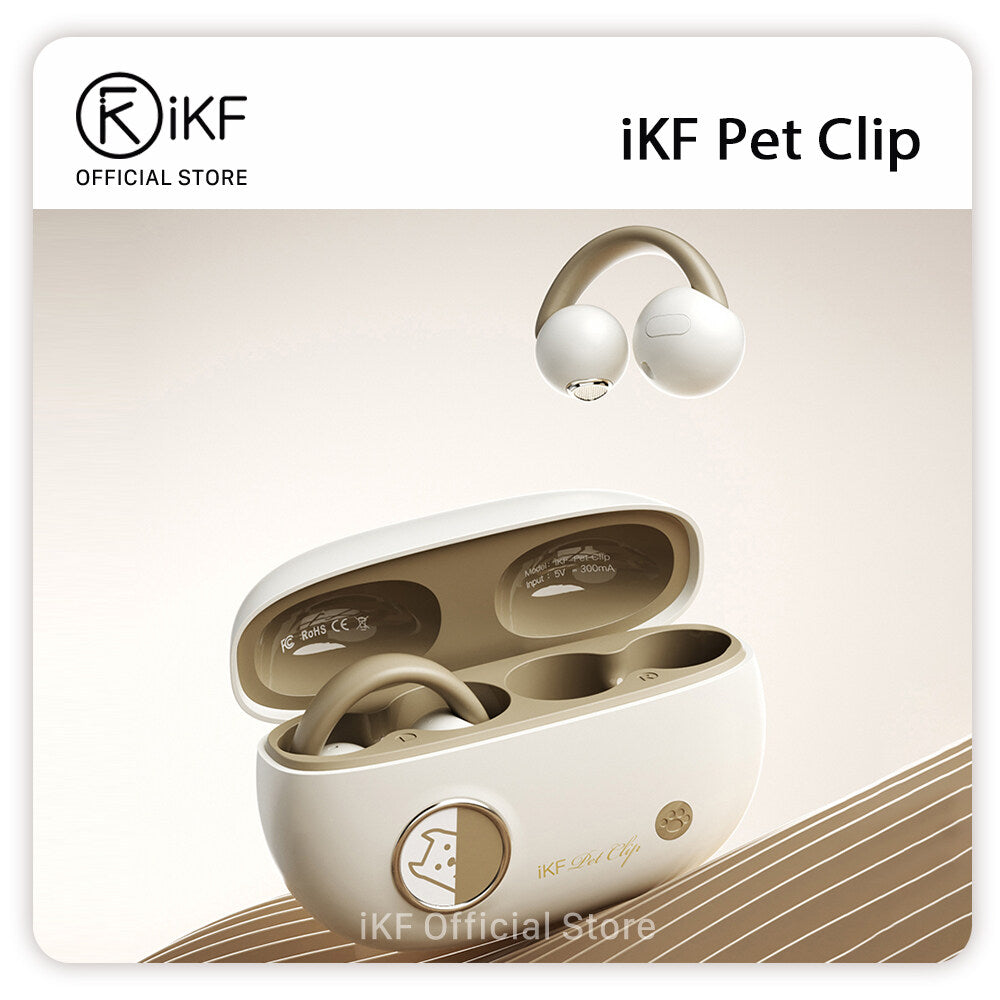 iKF Pet Clip Open Ear Wireless Earbuds Bluetooth Earclip DS6.0 IPX4 Sports HIFI 3D Spatial Sound Effects Touch Control