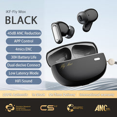 iKF Fly Max Wireless Earbuds Active Noise Cancelling Bluetooth Earphones In Ear ENC Built-in Mic IPX4 Waterproof Multi-point Connect
