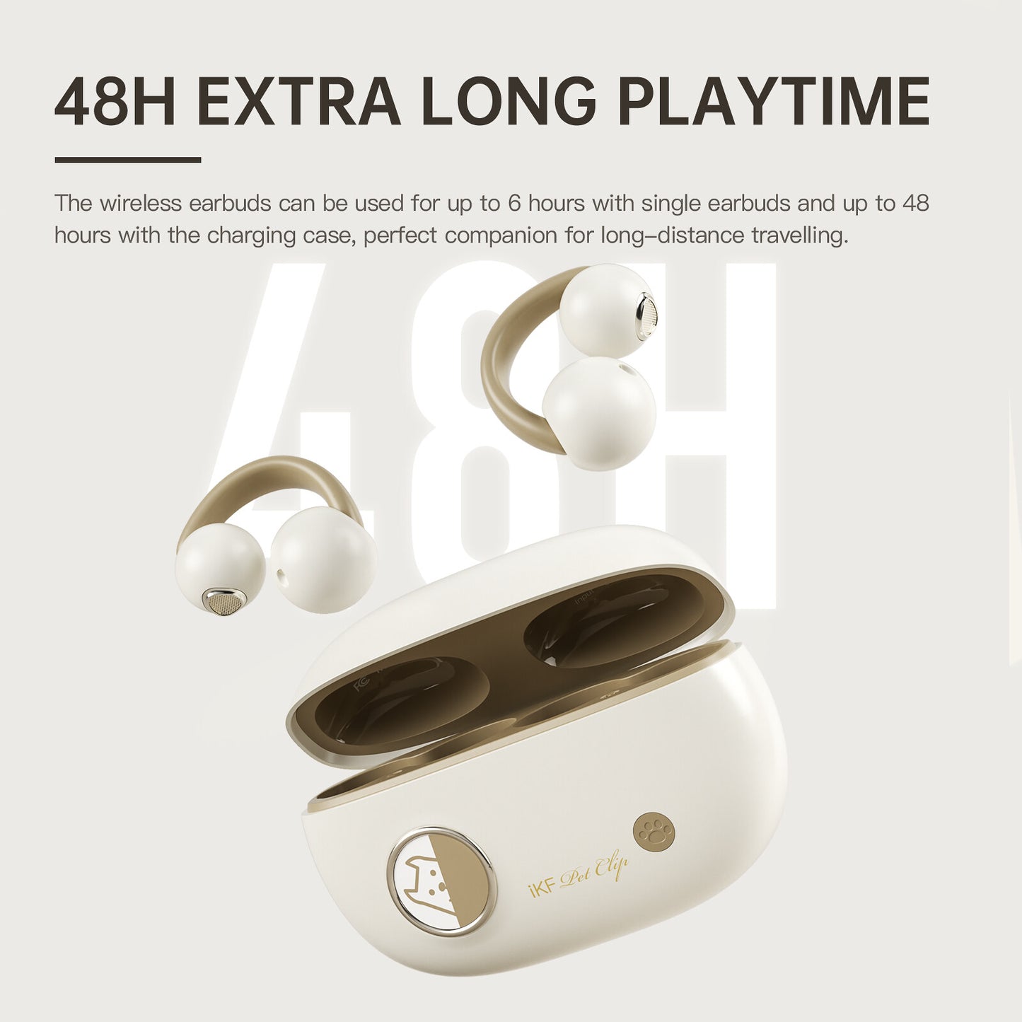 iKF Pet Clip Open Ear Wireless Earbuds Bluetooth Earclip DS6.0 IPX4 Sports HIFI 3D Spatial Sound Effects Touch Control