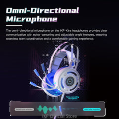 iKF Kira Professional Wired Gaming Headphone USB 7.1 virtual Surround Sound Stereo Led Light Wired Headset with USB Plug Microphone PC Laptop Game Over-Ear Gamer Headset