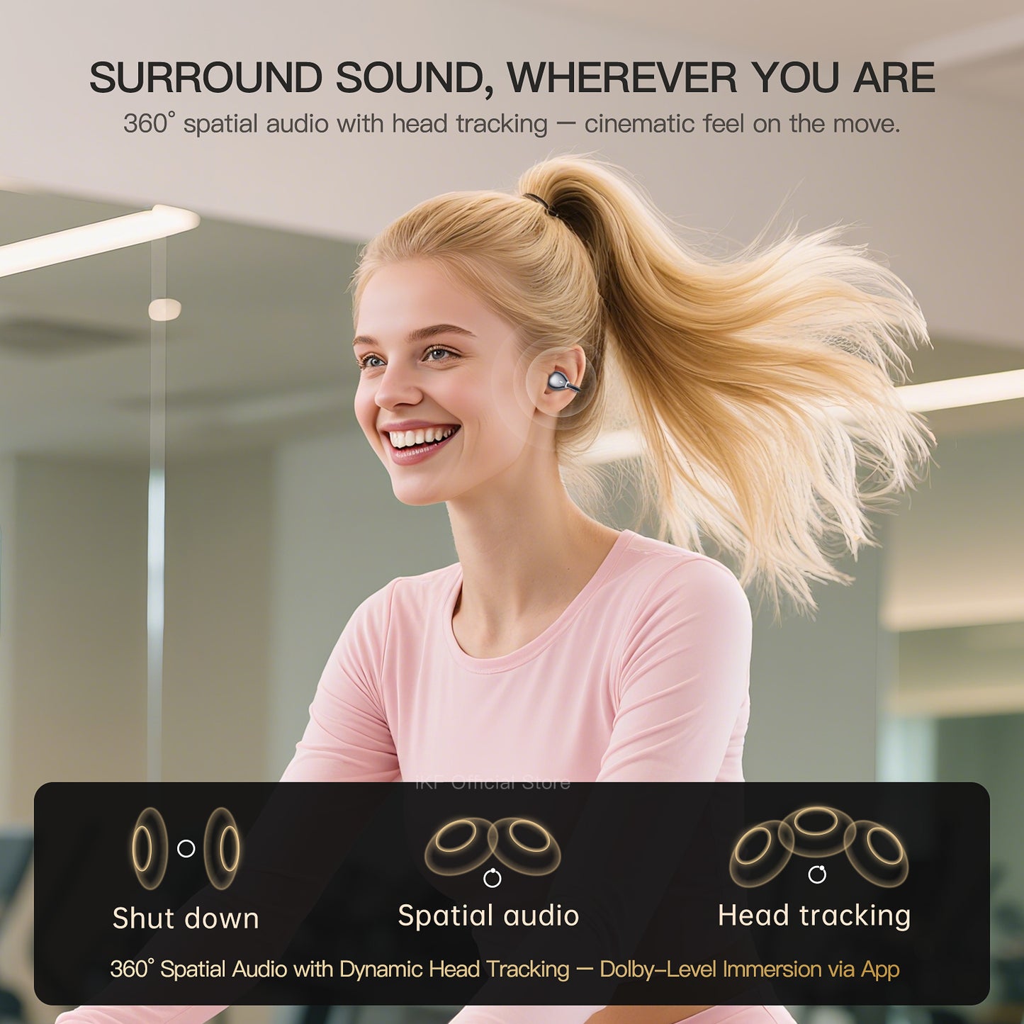 iKF Airclip Pro Open Ear Wireless Earbuds Bluetooth 6.0 Earphones - Panoramic Sound Spatial Audio - Water and Dust Resistant - 60-hour Marathon Battery Life