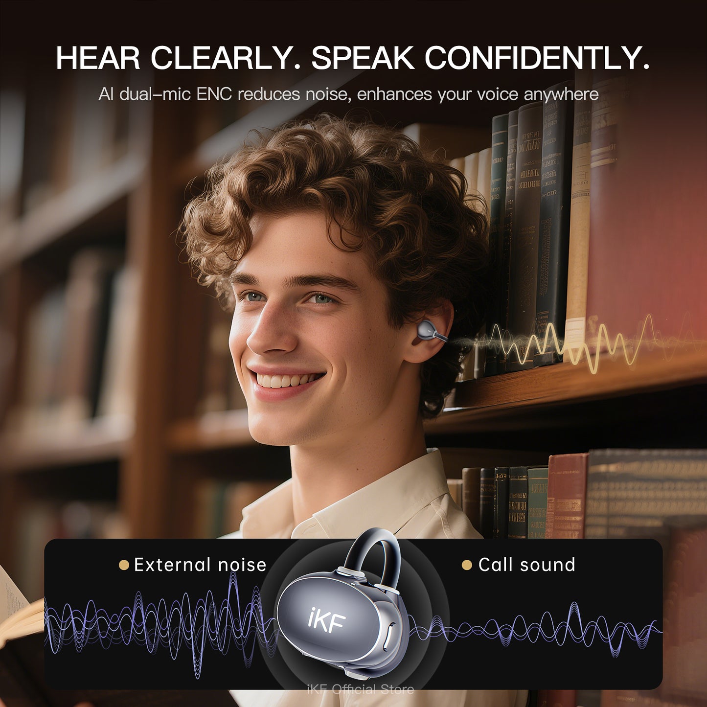iKF Airclip Pro Open Ear Wireless Earbuds Bluetooth 6.0 Earphones - Panoramic Sound Spatial Audio - Water and Dust Resistant - 60-hour Marathon Battery Life