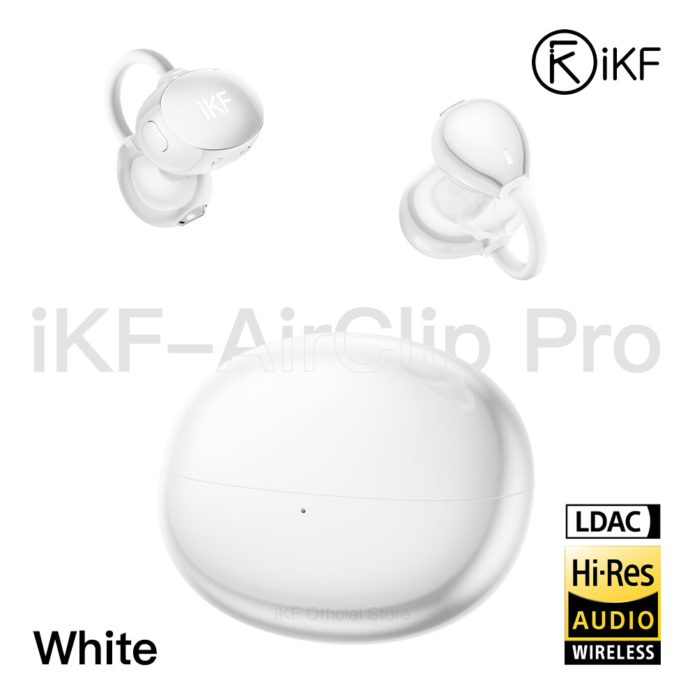 iKF AirClip Pro Open-Ear-Bluetooth-Ohrhörer mit Clip, LDAC, Spatial Audio, 60 Stunden Wiedergabezeit, geringer Latenz und Dual-Mikrofon-ENC