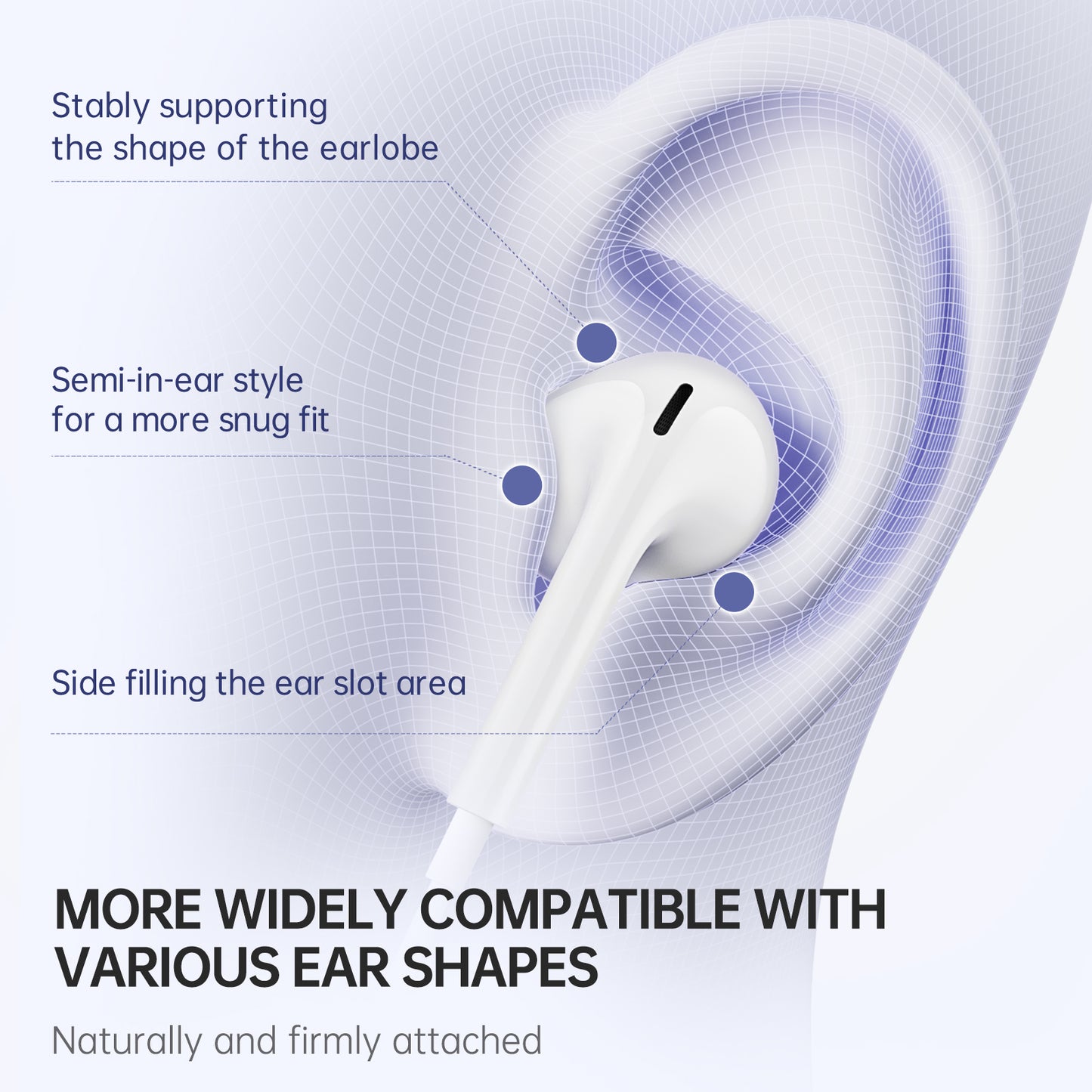iKF-B1 Wired Earphones 3.5MM/Type-C Semi-in-Ear HiFi Sound Stereo  with For iOS /Android