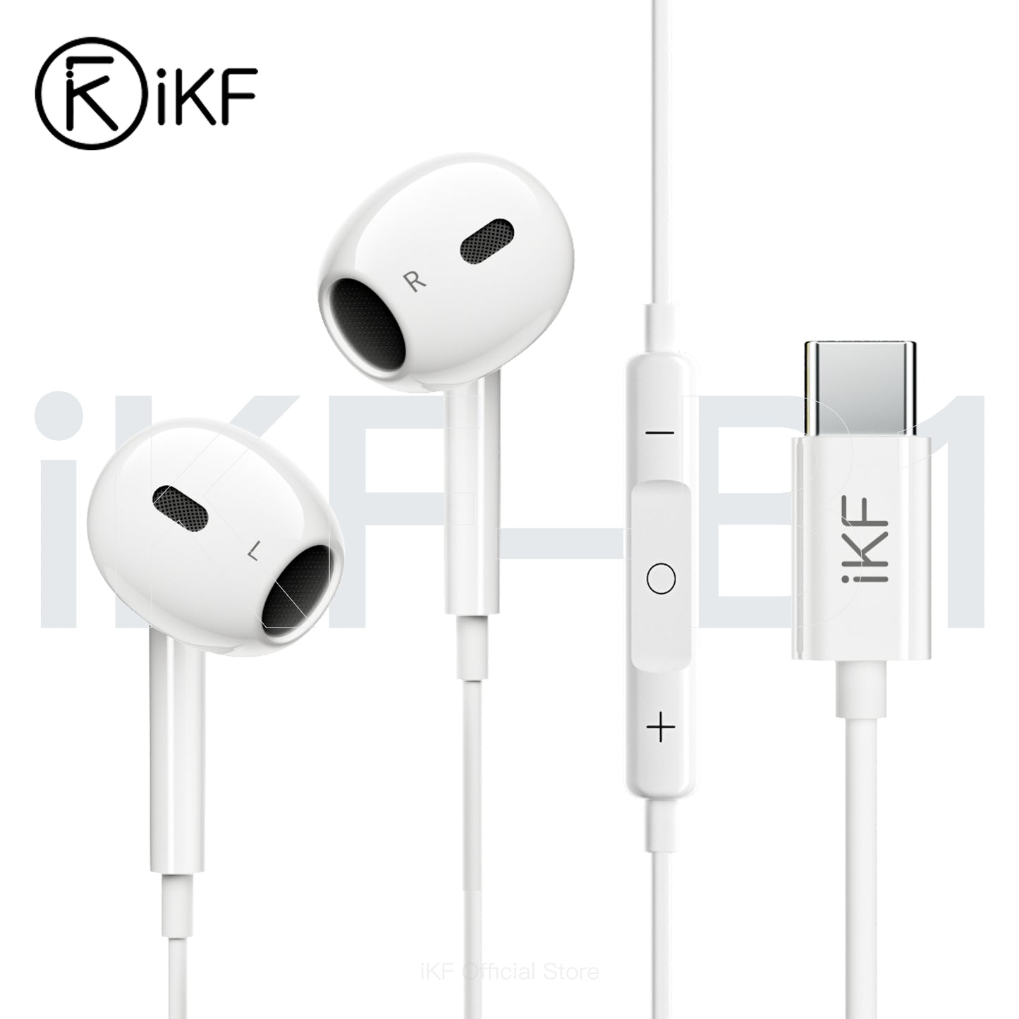 iKF B1 有線イヤホン 3.5mm Type-C セミインイヤー ハイレゾステレオサウンド