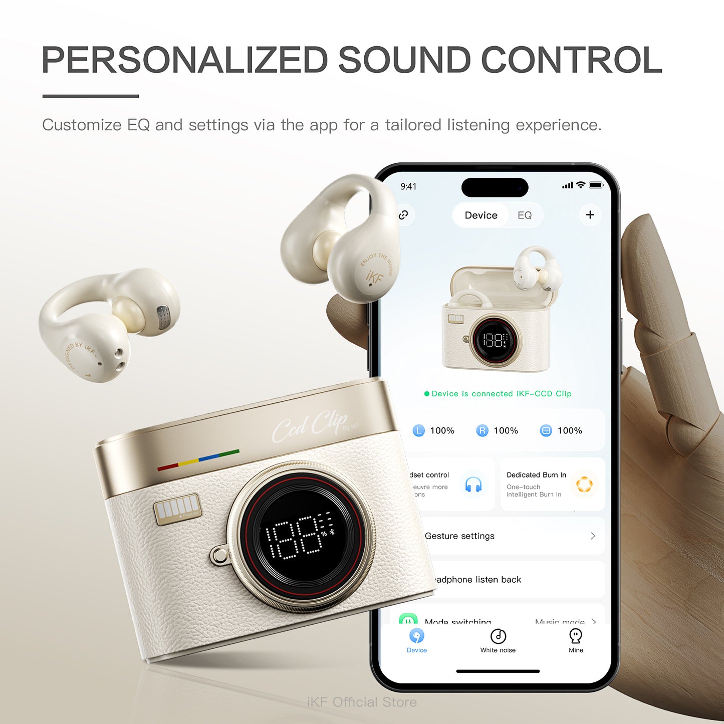 iKF CCD Clip Acavity7.0 Wireless Clip-On Earbuds Open Ear Bluetooth 5.4 Headphones with ENC Noise Cancelling HiFi Sound 12mm Drivers Directional Anti-Leak Audio 48H Battery for Sports and Calls