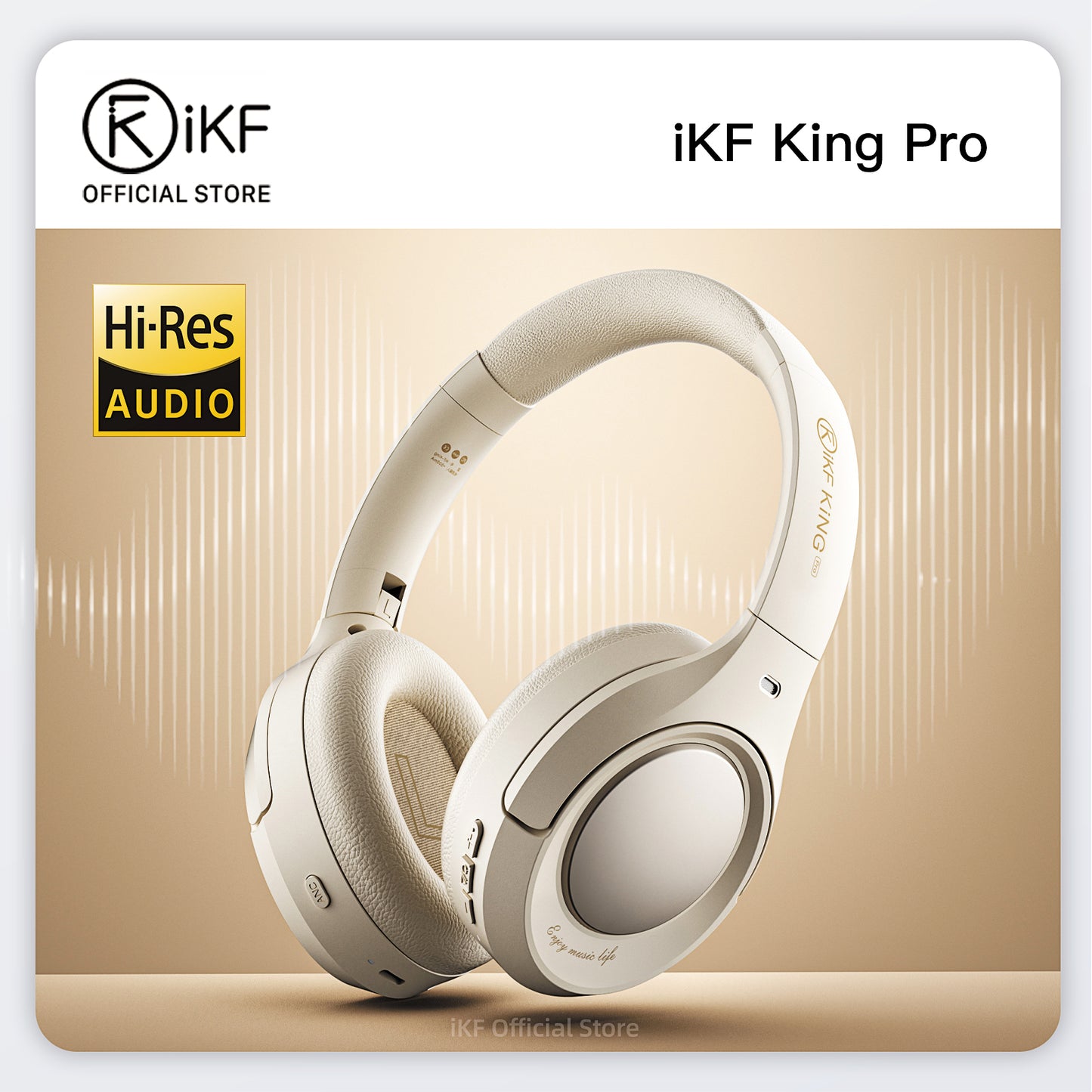 iKF King Pro Active Noise Cancelling Wireless Bluetooth Headphones Power Bass Wired Headset ,125H Playback,for iOS/Android