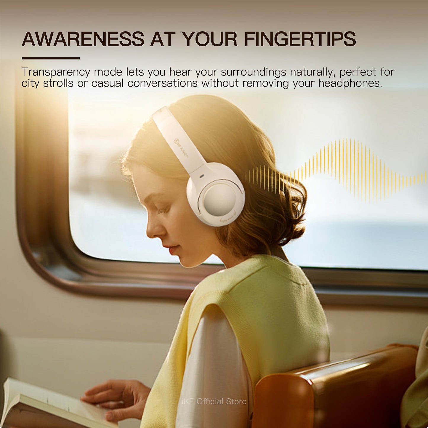 iKF King Pro Active Noise Cancelling Wireless Bluetooth Headphones Power Bass Wired Headset ,125H Playback,for iOS/Android