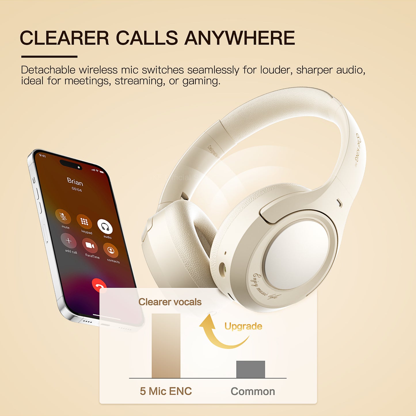 iKF King Pro Active Noise Cancelling Wireless Bluetooth Headphones Power Bass Wired Headset ,125H Playback,for iOS/Android