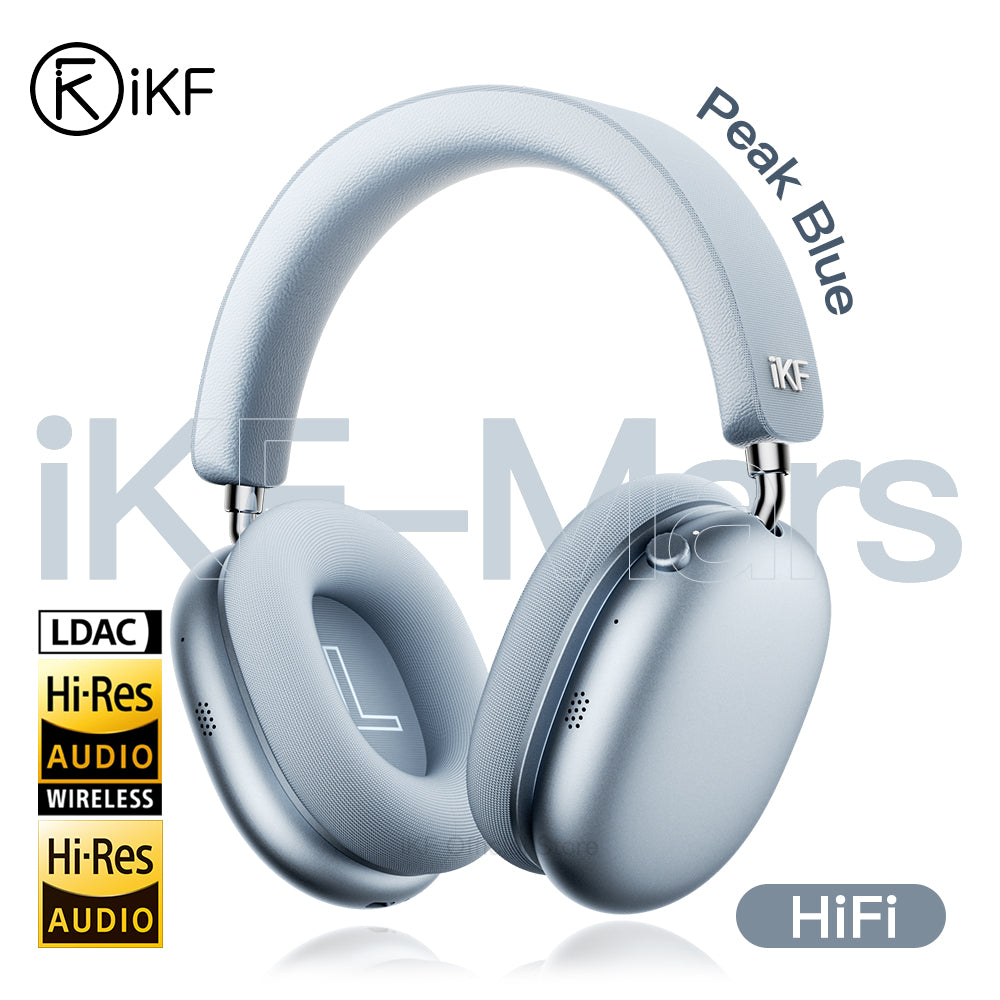 iKF Mars Over-Ear Bluetooth-Kopfhörer, Quad-Treiber-HiFi-Sound, LDAC Hi-Res kabellos & kabelgebunden, Geräuschunterdrückung, Spatial Audio, 140 Stunden Wiedergabezeit