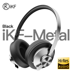 iKF Metal Wireless Bluetooth Over-Ear Headphones, Hardcore Full Metal Design with Dark Leather, Advanced ANC to -52dB, Hi-Res 40mm Drivers, 5-Mic ENC for Clear Calls, 75H Playback, AUX Wired Mode, App Customizable