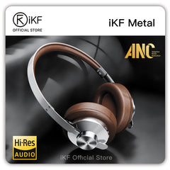 iKF Metal Wireless Bluetooth Over-Ear Headphones, Hardcore Full Metal Design with Dark Leather, Advanced ANC to -52dB, Hi-Res 40mm Drivers, 5-Mic ENC for Clear Calls, 75H Playback, AUX Wired Mode, App Customizable