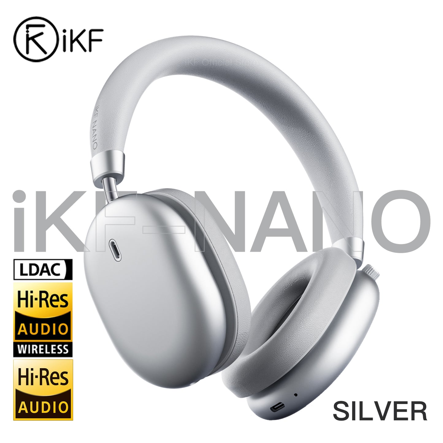 iKF Nano Active Noise Reduction Headphones, Transparency Mode, 140 Hours Playback Time, Wireless/Wired Mode, Bluetooth Headset with Microphone, App Custom Settings iOS/Android