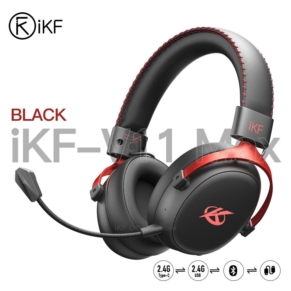 iKF V11 Max Wireless 2.4G Bluetooth Headphones Gaming Wired Headset 260H Playtime with Microphone for iOS/Android PC