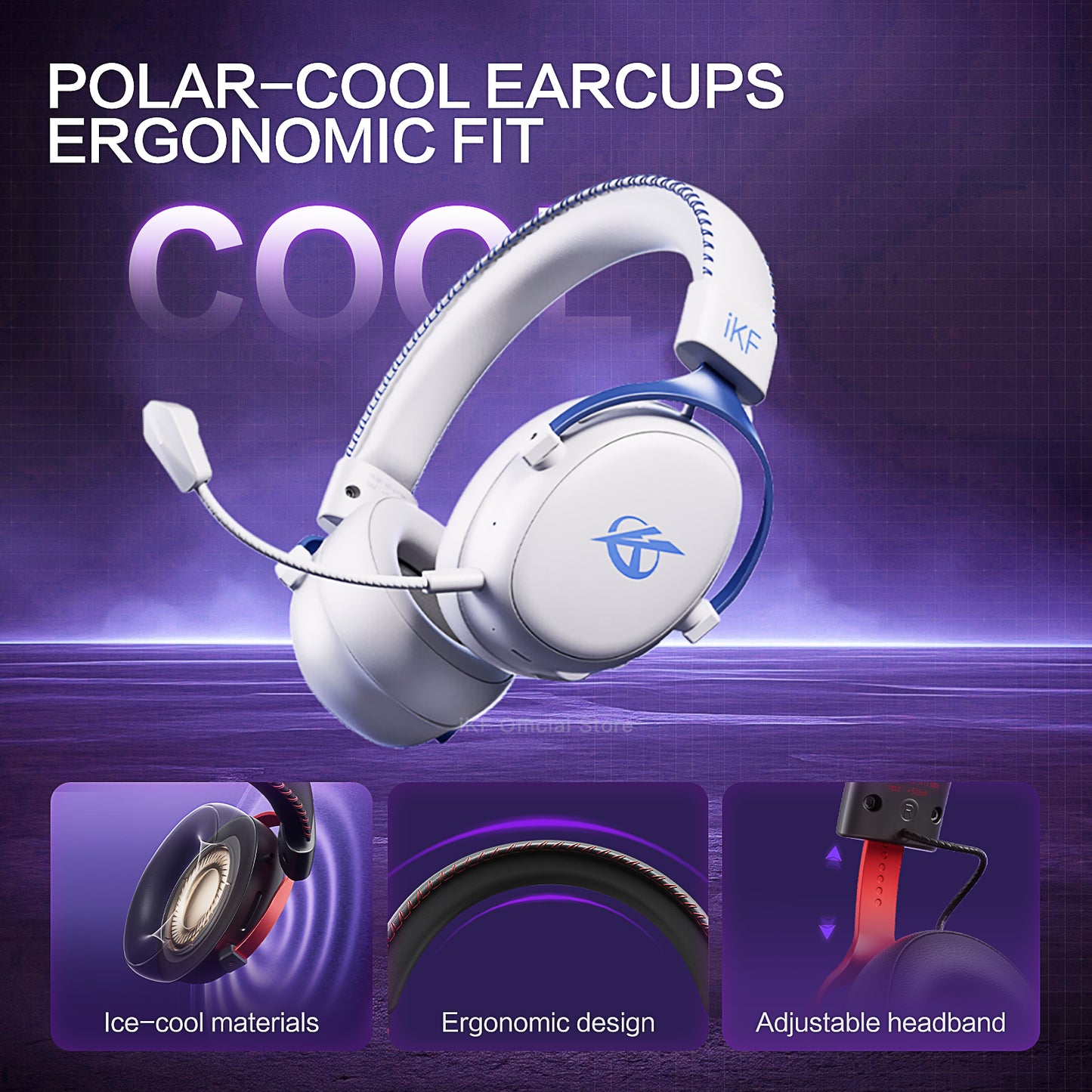 iKF V11 Max Wireless 2.4G Bluetooth Headphones Gaming Wired Headset 260H Playtime with Microphone for iOS/Android PC