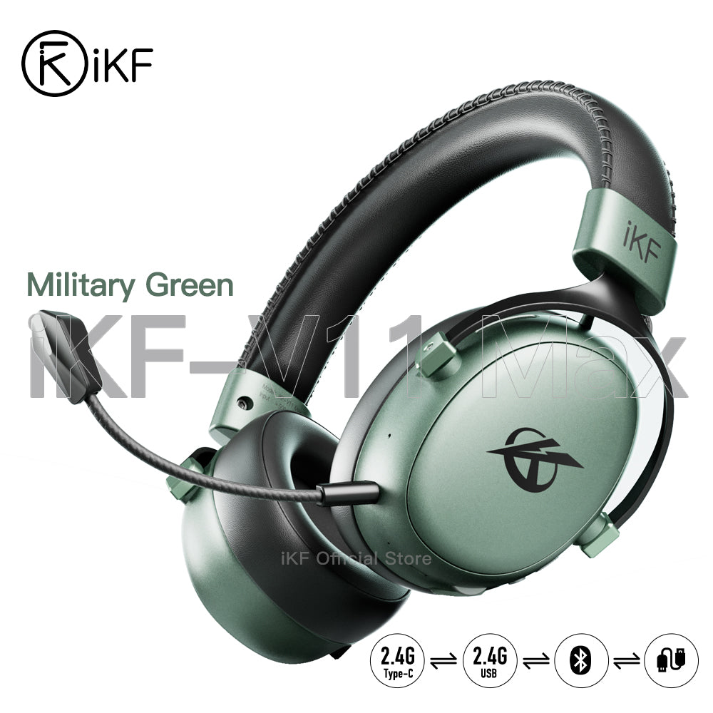 iKF V11 Max Wireless 2.4G Bluetooth Headphones Gaming Wired Headset 260H Playtime with Microphone for iOS/Android PC