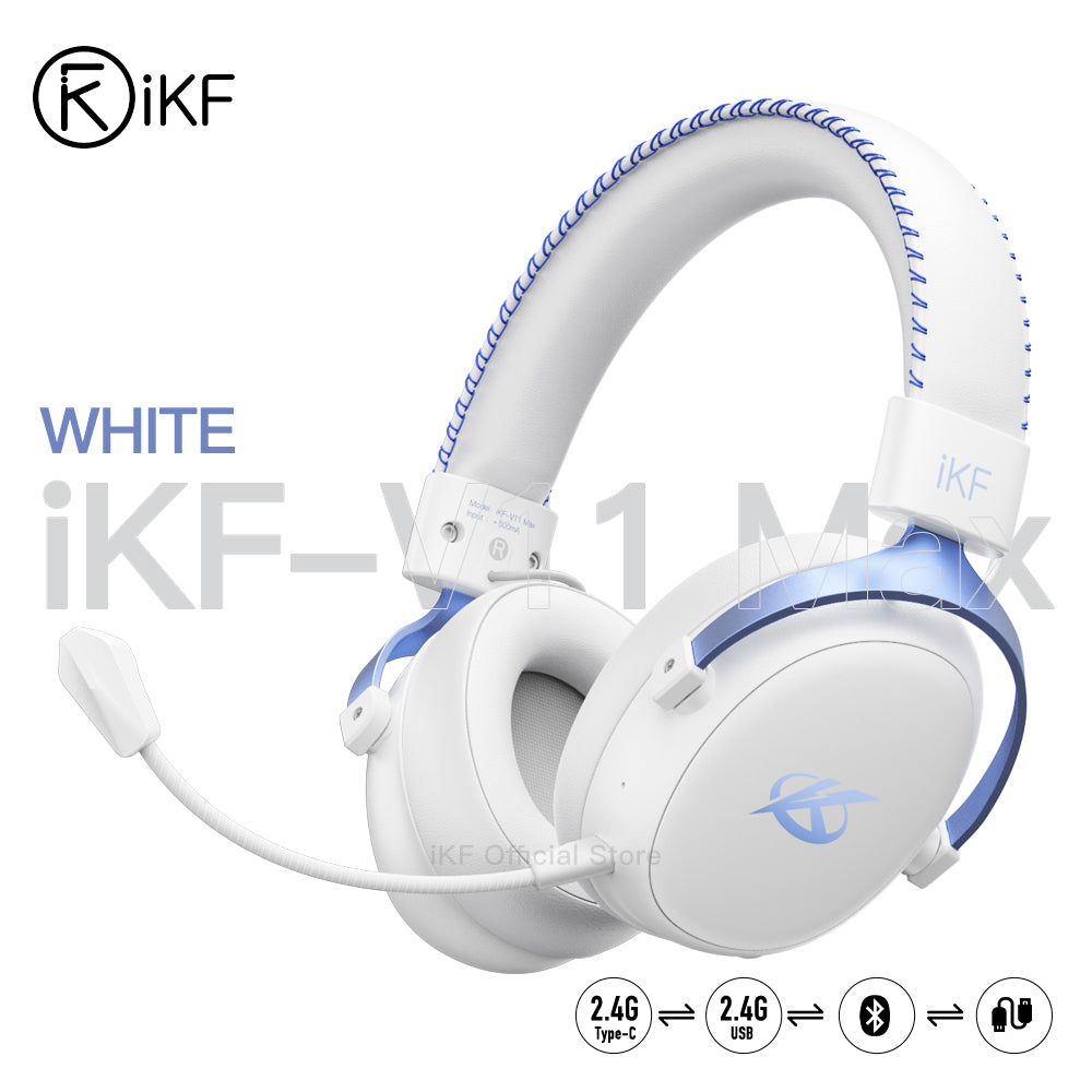 iKF V11 Max Wireless 2.4G Bluetooth Headphones Gaming Wired Headset 260H Playtime with Microphone for iOS/Android PC