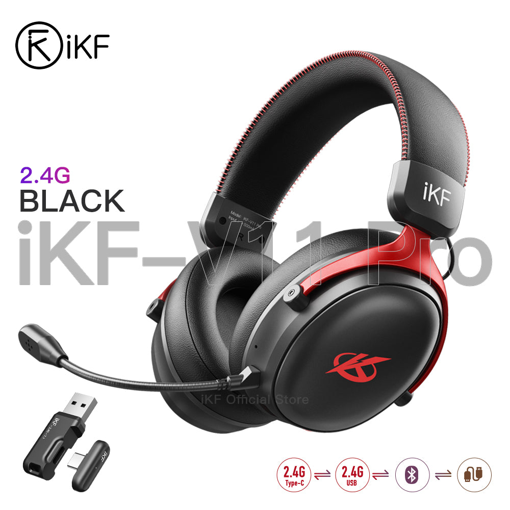 iKF V11 Pro Wireless 2.4G Bluetooth Headphones Gaming Wired Headset 125H Playtime 3.5mm for iOS/Android PC