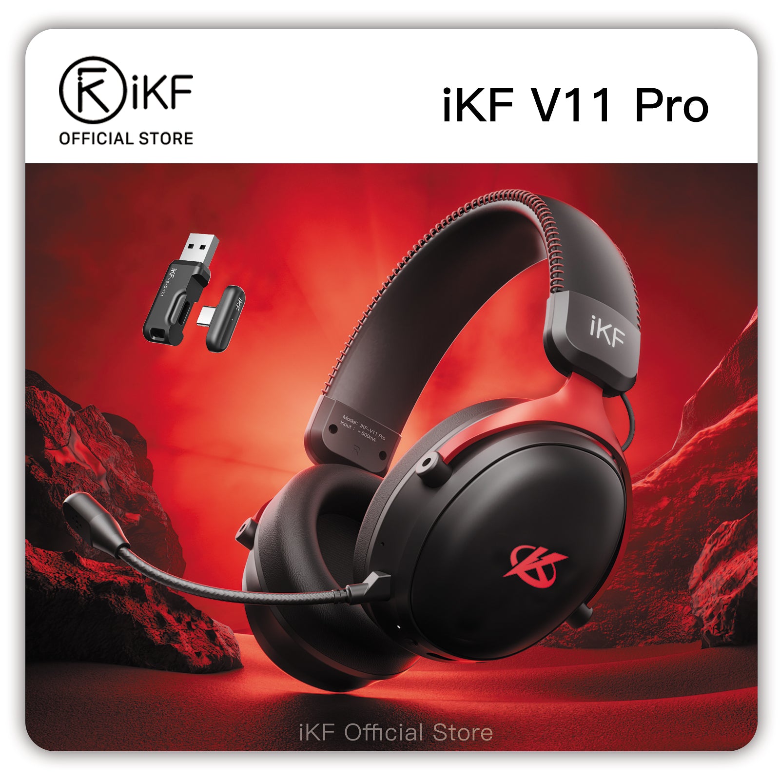 iKF ワイヤレスヘッドホン 本体 iKF V11 Pro Wireless 2.4G Bluetooth Headphones Gaming Wired