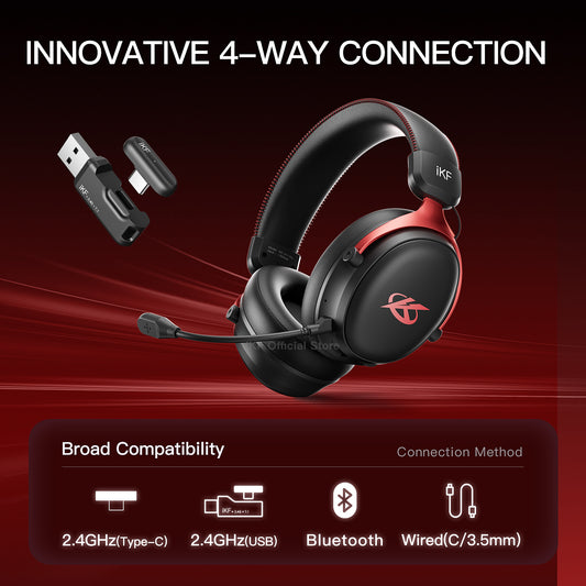 iKF V11 Pro Wireless 2.4G Bluetooth Headphones Gaming Wired Headset 125H Playtime 3.5mm for iOS/Android PC