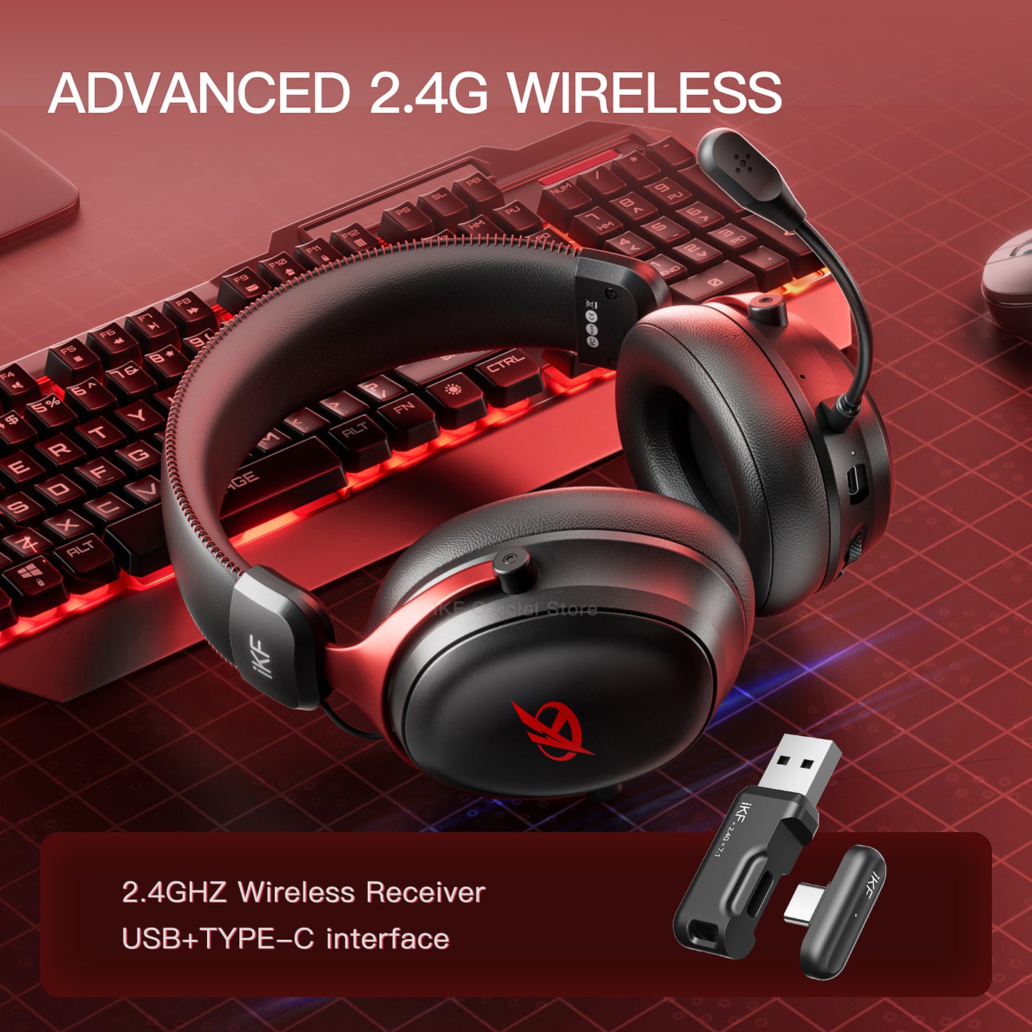 iKF V11 Pro Wireless 2.4G Bluetooth Headphones Gaming Wired Headset 125H Playtime 3.5mm for iOS/Android PC