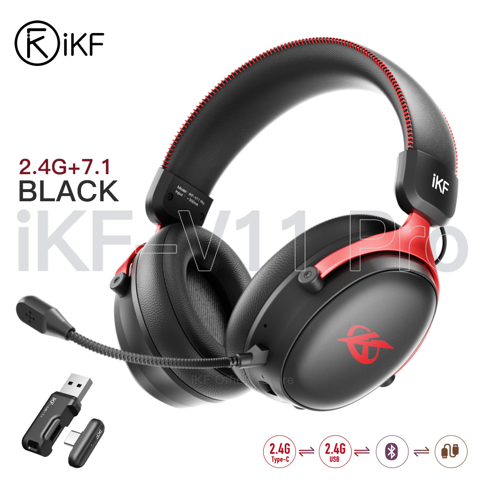 iKF V11 Pro Wireless 2.4G Bluetooth Headphones Gaming Wired Headset 125H Playtime 3.5mm for iOS/Android PC