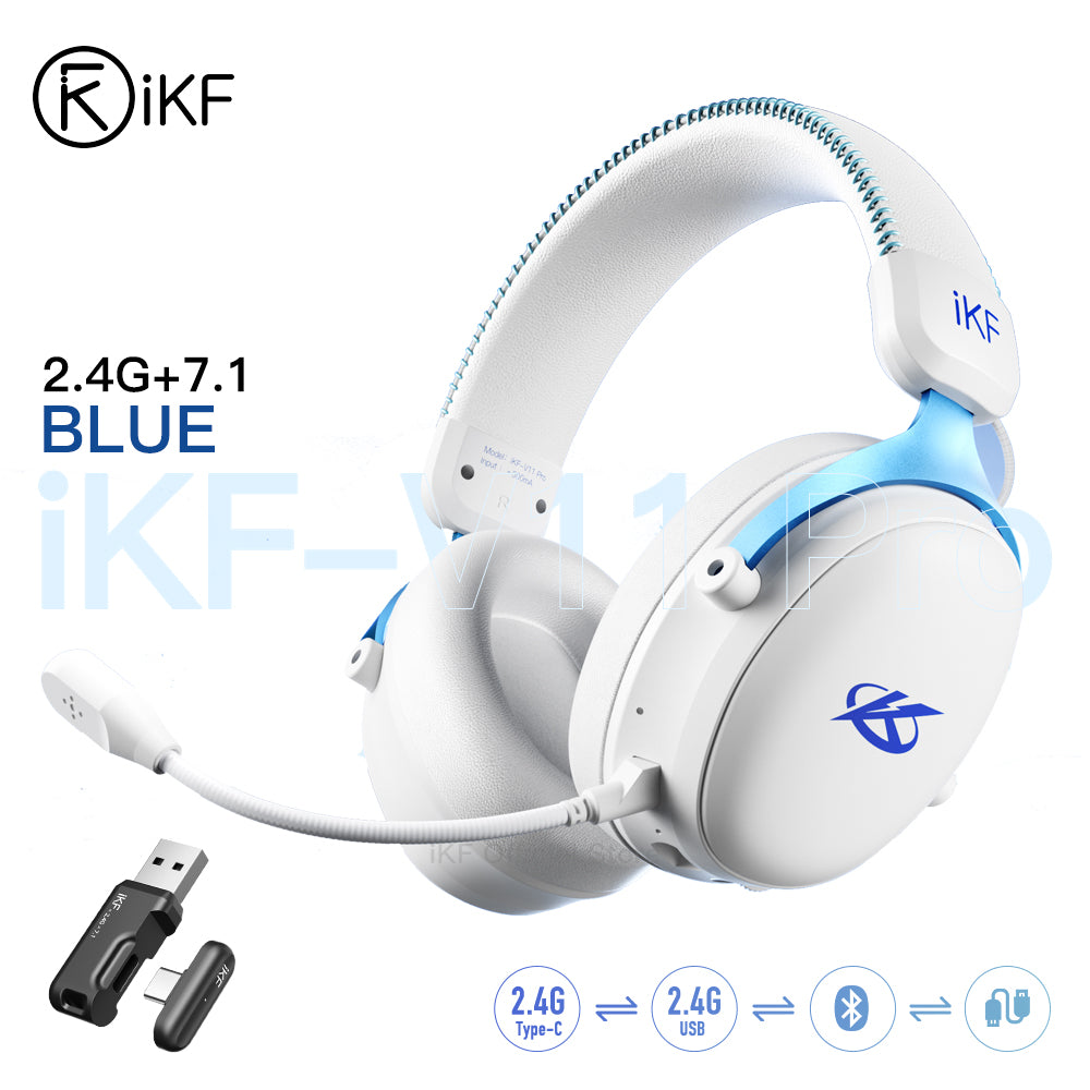 iKF V11 Pro Wireless 2.4G Bluetooth Headphones Gaming Wired Headset 125H Playtime 3.5mm for iOS/Android PC