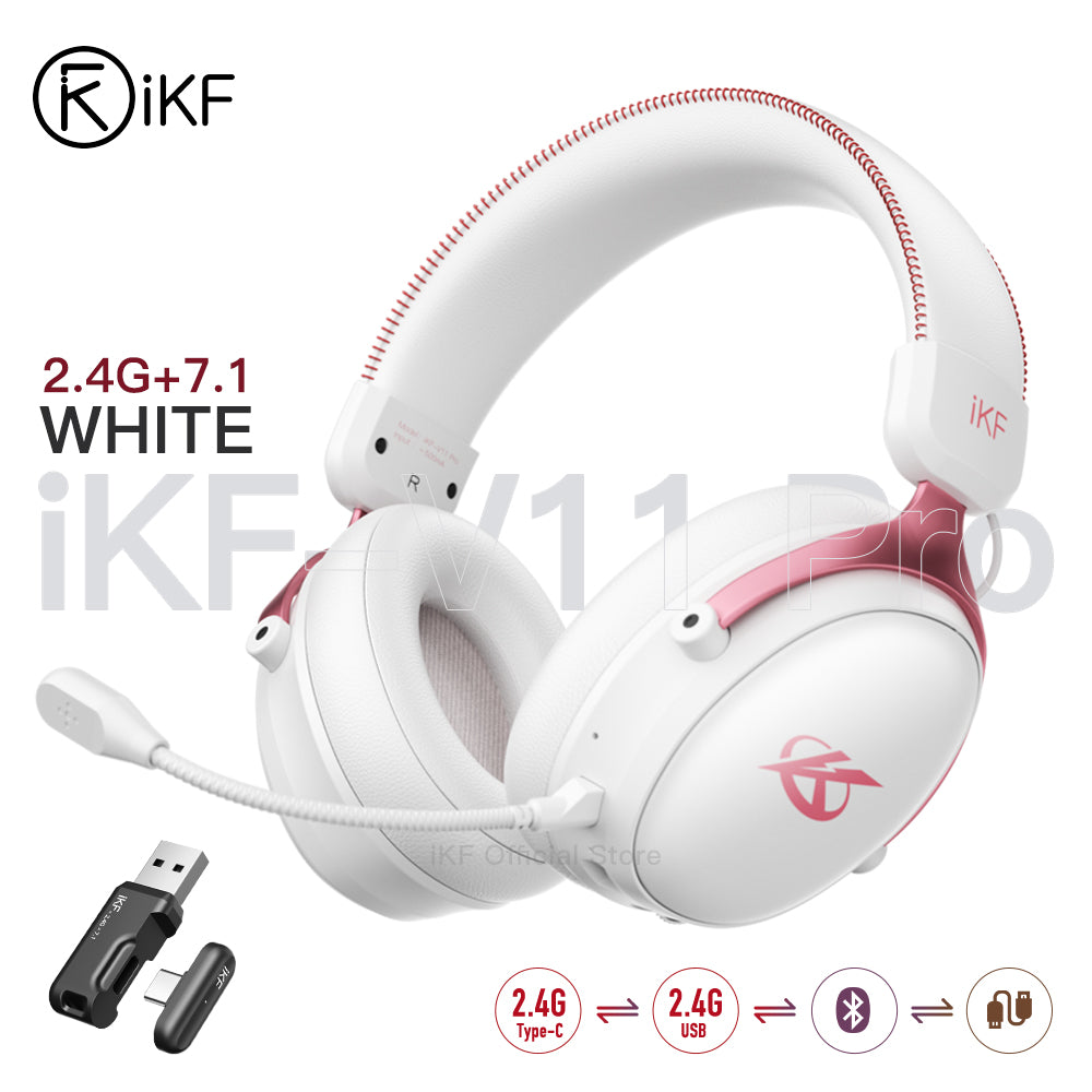 iKF V11 Pro Wireless 2.4G Bluetooth Headphones Gaming Wired Headset 125H Playtime 3.5mm for iOS/Android PC