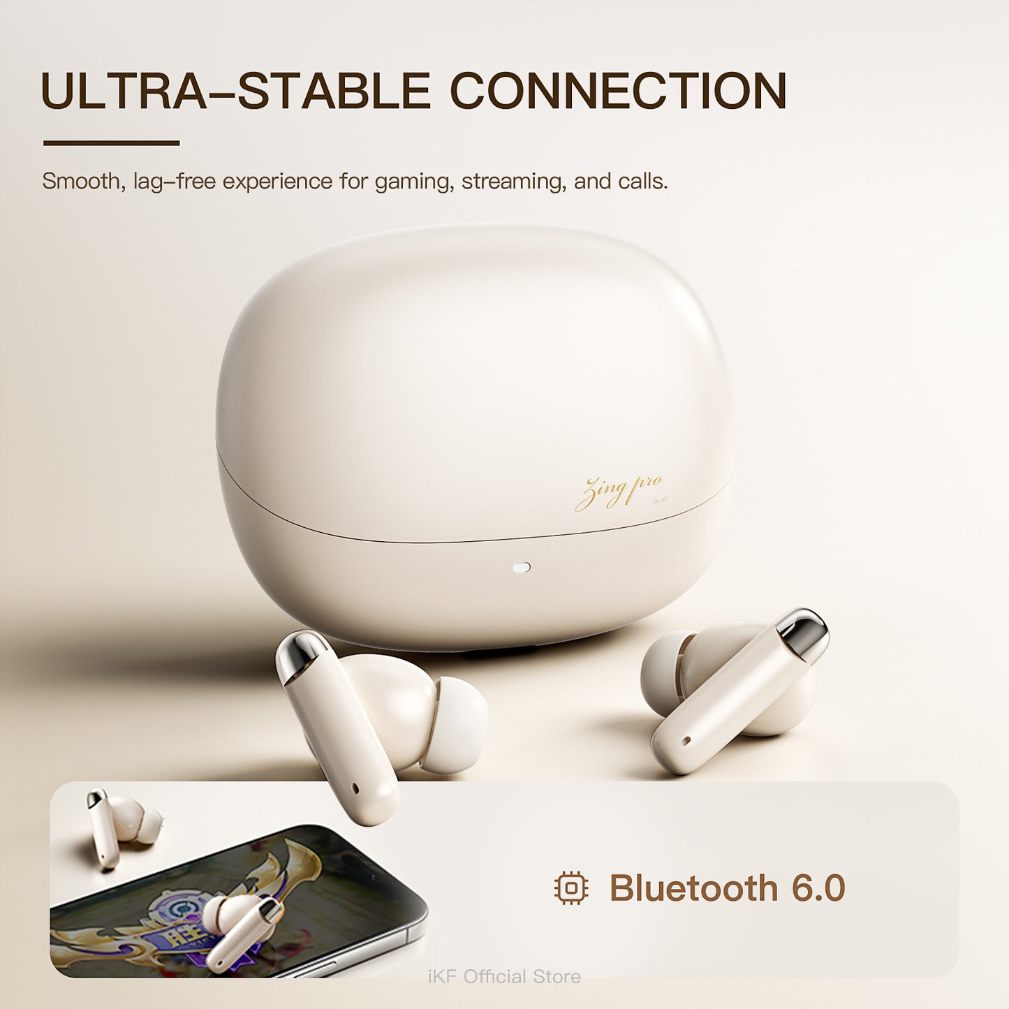 iKF Zing Pro Wireless Earbuds Advanced -55dB Hybrid Active Noise Cancelling, HiFi Sound LDAC Lossless Audio for iOS/Andriod