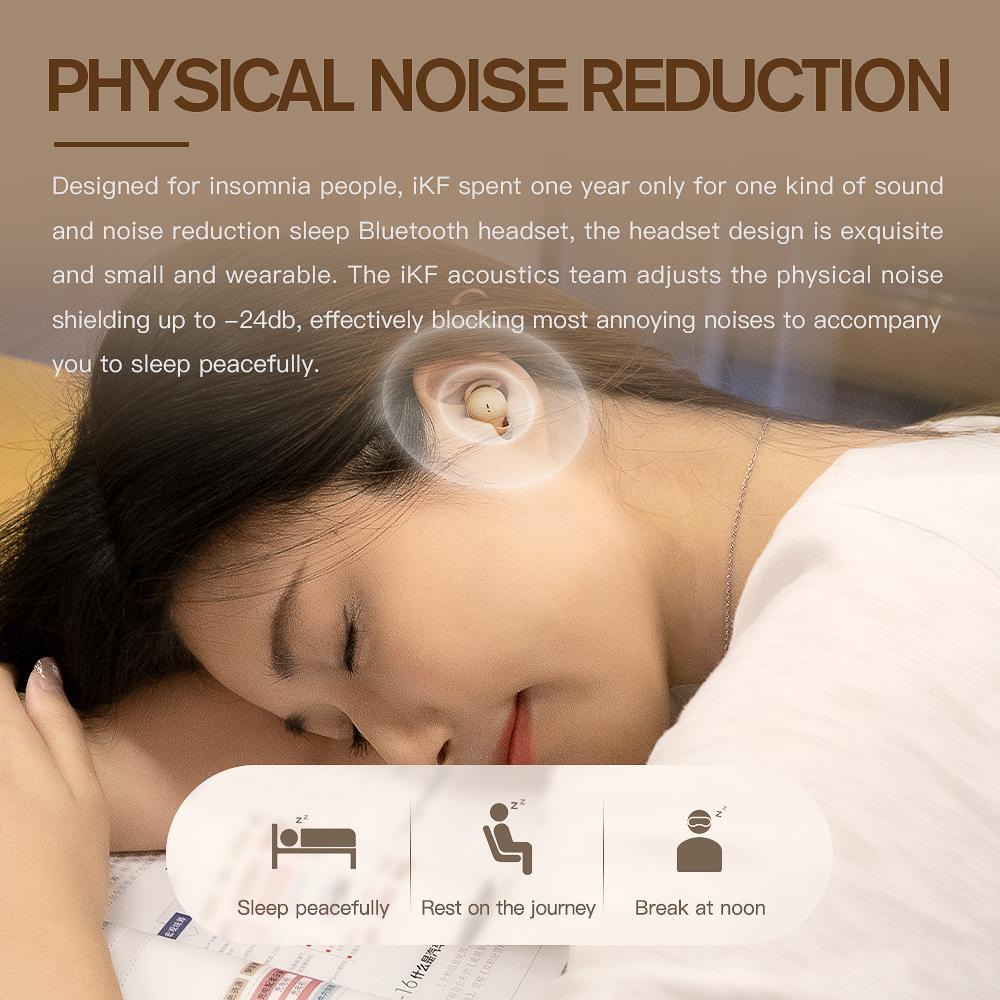 iKF Sun Invisible Sleep Earbuds Wireless Earphones Smallest Lightest Tiny Noise Cancelling Ear Buds for Sleeping Quiet-Comfort Mini Sleepbuds Bluetooth 5.3 Hidden Headphones for Side Sleepers/Work