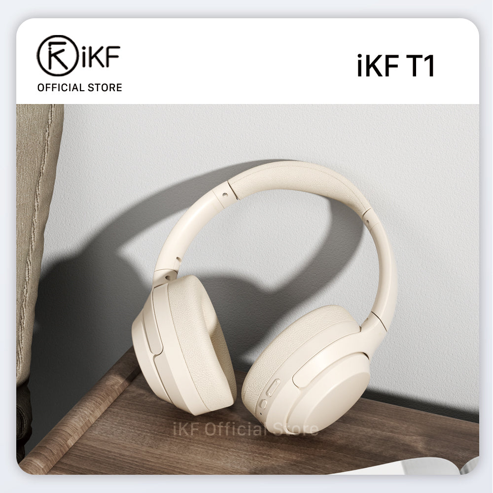 iKF T1 Wireless Bluetooth Headphones Over Ear 3.5mm Aux-in Wired Headset Deep Bass Stereo Sound, 50H Playback,Built-in Microphone Compatible iOS/ Android